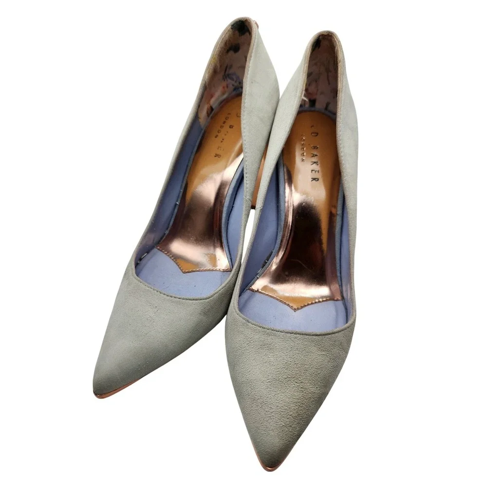 Ted Baker London pointed toe mint‎ green & rose gold square heel 4